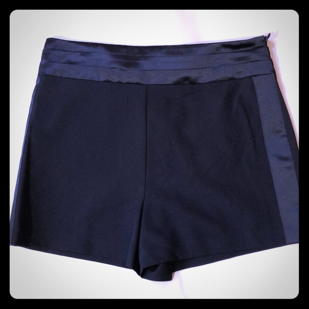 Forever 21 black satin tuxedo style shorts.